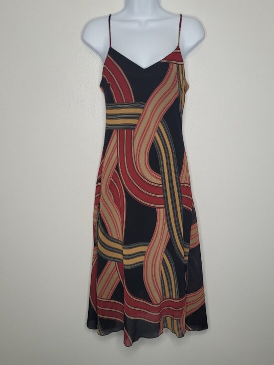 Dresses & Skirts - Vintage 90s y2k Khaki Krew black red tan artsy grunge party dress size medium